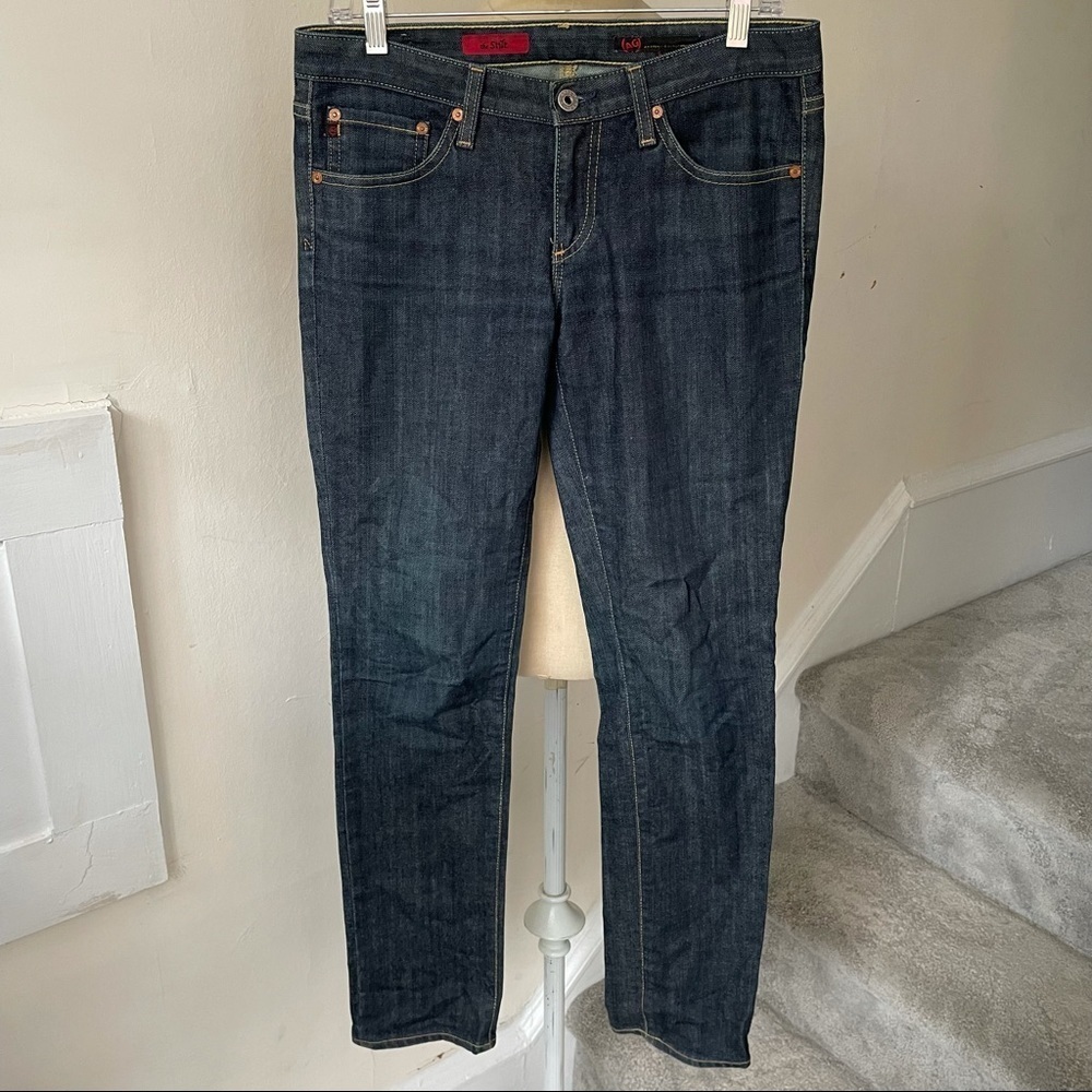 AG Adriano Goldschmied Blue The Stilt Skinny Low Rise Jeans EUC 28 Y2K Vintage